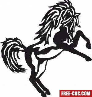 Horse rearing art scene - Free dxf download