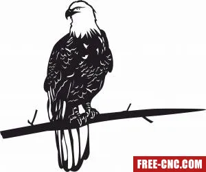 Bald eagle on a branche wall art - Free dxf files ready to cut