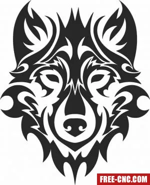 Tribal wolf face - Free dxf for laser cutting and plasma