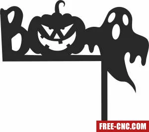 Boo halloween corner stake clipart - Free dxf for laser cutting and plasma