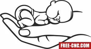 Hand holding a newborn baby clipart - Download free dxf for cnc plasma cutting