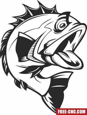 Fish fishing clipart - Free dxf for laser cutting and plasma