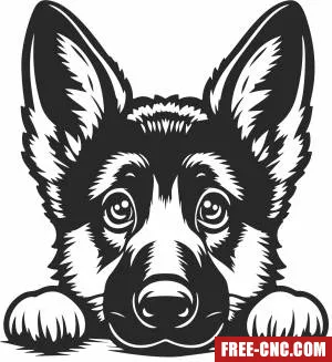 German shepherd puppy dog clipart - Free dxf for laser cutting and plasma