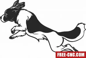 Dog jumping art clipart - Download free dxf for cnc plasma cutting