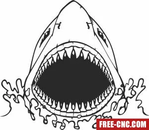 Outline shark mouth open - Download free dxf for cnc plasma cutting