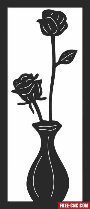 Rose flowers in vase decor - Free dxf for laser cutting and plasma