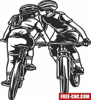 Kissing bicycle couple - Download free dxf for cnc plasma cutting