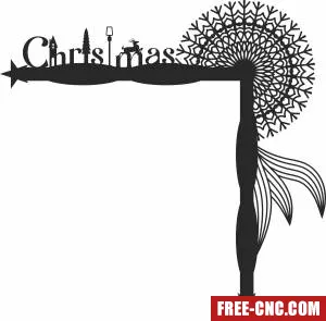 Christmas snowman deer door corner - Download free dxf for cnc plasma cutting