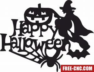 Happy halloween sign witch - free dxf download