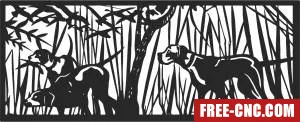 Hunting dogs scene forest art - Free dxf download