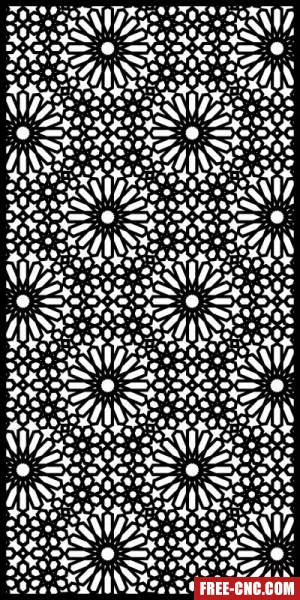 Floral decorative wall screen partition pattern panels - free dxf download