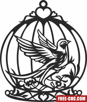 Bird in cage wall decor - Download free dxf for cnc plasma cutting