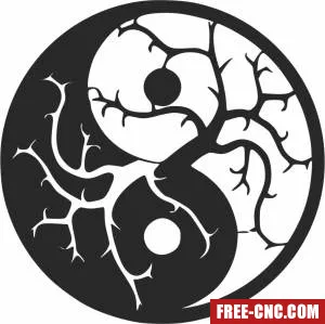 Yin yang tree wall sign - Free dxf for laser cutting and plasma