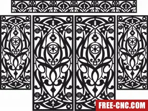 5 pieces panels wall screen door patterns door - Free dxf for laser cutting and plasma