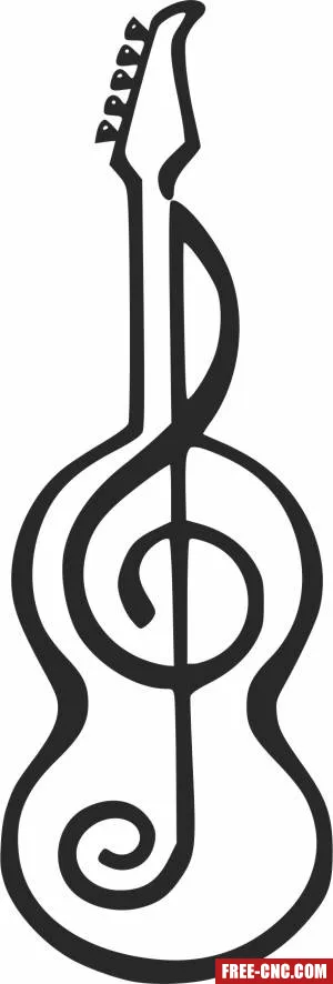 Violin with music note art - Free dxf for laser cutting and plasma