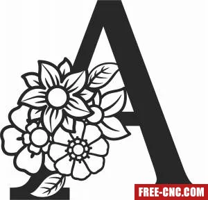 Monogram letter a with flowers - Download free dxf for cnc plasma cutting Monogram letter a with flowers - Download free dxf for cnc plasma cutting