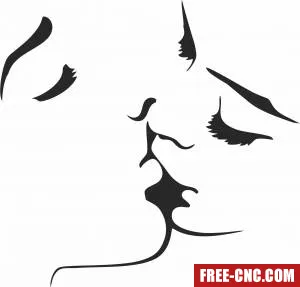 Kissing couple wall decor - Free dxf download