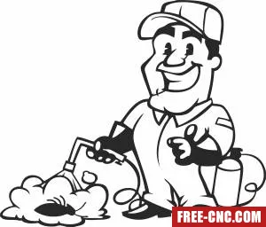 Exterminator guy clipart - Download free dxf for cnc plasma cutting