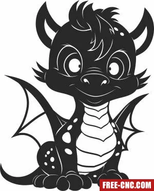 Cute dragon clipart - Free dxf files ready to cut