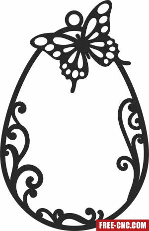 Easter egg with butterfly ornament - Free dxf files ready to cut