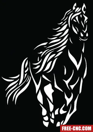 Horse pattern wall screnn decorative door - free dxf download