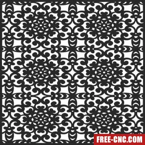 Decorative floral pattern square wall panel - Free dxf files ready to cut