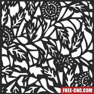 Floral wall screen partition decorative flowers pattern - free dxf download