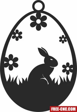 Bunny on easter eggs ornament - Free dxf files ready to cut