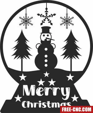 Snowman globe merry christmas - Download free dxf for cnc plasma cutting