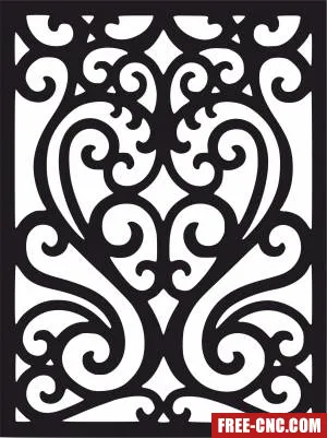 Decorative door wall panel screen pattern - Free dxf for laser cutting and plasma