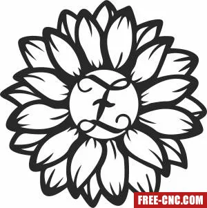 Monogram sunflower flower clipart - Download free dxf for cnc plasma cutting