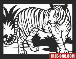 Tiger scene art wall decor - Free dxf download