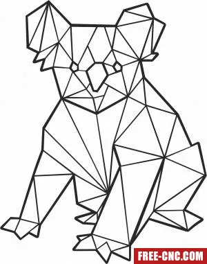 Koala sitting polygonal - Free dxf files ready to cut