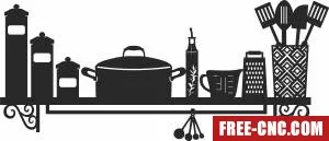 Kitchen set wall clipart - Free dxf files ready to cut