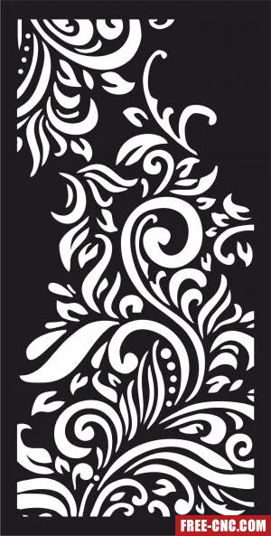 Decorative panel door wall screen floral pattern - Free dxf for laser cutting and plasma