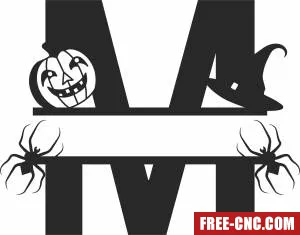 Split monogram m halloween - Download free dxf for cnc plasma cutting