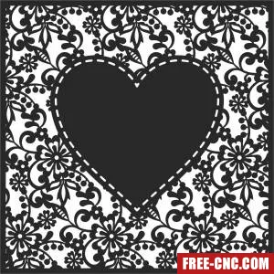 Floral heart decorative wall art - Download free dxf for cnc plasma cutting