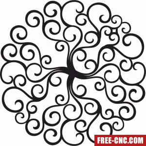 Mandala pattern branche tree wall decor - free dxf download