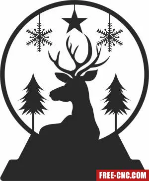 Deer globe merry christmas - Download free dxf for cnc plasma cutting