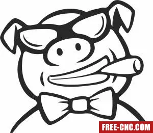 Pig boss clipart - Free dxf for laser cutting and plasma