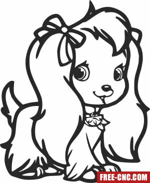 Cute dog clipart - Free dxf download