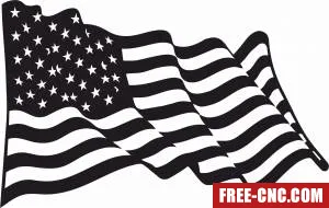 Waving american flag vector art - Download free dxf for cnc plasma cutting