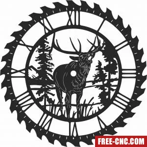 Elk sceen saw wall clock - Free dxf download