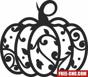 Floral pumpkin halloween ornament - Free dxf for laser cutting and plasma