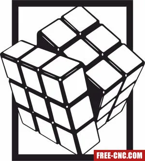 Magic puzzle cube clipart - Free dxf files ready to cut