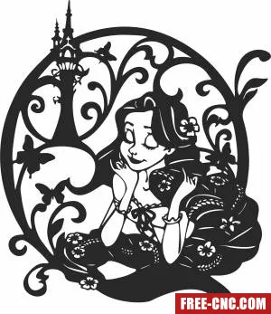 Princess silhouette cliparts - Free dxf download