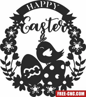 Happy easter egg bird clipart - Free dxf files ready to cut