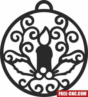 Christmas candle ornament clipart - Download free dxf for cnc plasma cutting