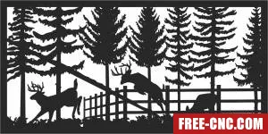 Deers forest scene wall decor - Download free dxf for cnc plasma cutting