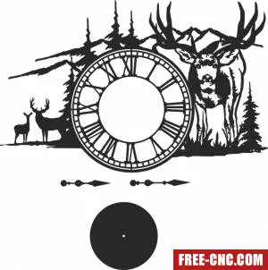 Amazing romanian wall clock buck deer scene - free dxf download